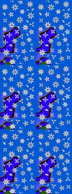 Raster çiçek desenleri çiziyor. Vadinin mavi renkli çiçekleri.