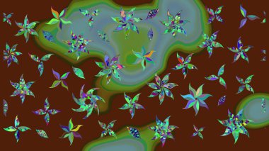 Miles Fleur, süslü püslü bir süs. Tomurcukları papatya çiçekleri olan sevimli bir çiçek deseni. Raster illüstrasyonu. Eskiz geçmişi. Eski usul. Kumaş, tekstil ve duvar kağıdı baskısı için..