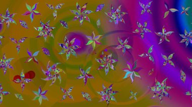 Düz Çiçek Elementleri Tasarımı. Renkli Yaz Temalı eskiz kalıbı. Çiçekli eskiz çizimi. Kahverengi renkte çiçekler.