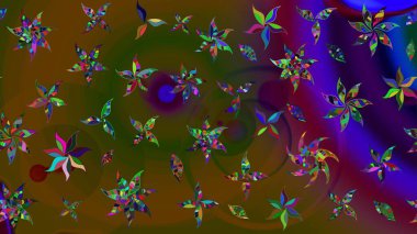 Suluboya çiçekli çiçek deseni. Raster illüstrasyonu. Kahverengi renkli güzel tekstil.