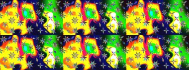 Sarı el çizimi desen. Sanat, çiçekleri canlandırır ve arka planda bırakır. Raster deseni. Karalama çiçekleri çizim deseni.