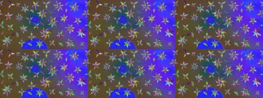 Raster illüstrasyonu. Mor renkli şirin çiçekler. Küçük çiçekli basit bir çiçek çizimi. Moda baskısı, albüm, ambalaj kağıdı, duvar kağıdı için zarif dekoratif süslemeler..