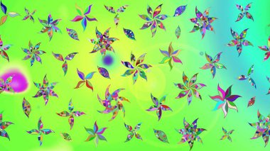 Yeşil renkler üzerine çiçek desenli çizimler, el yapımı papatyalar, papatyalar. Tekrarlayan çiçek arkaplanı, zarif yeşil çiçek duvar kağıdı.