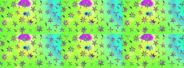 Soyut etnik raster çizim kalıbı. Vadinin yeşil renkli çiçekleri. Çiçekler..