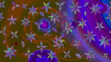 Raster illüstrasyonu. Kahverengi renkli çiçekler. Çizim çiçek deseni duvar kağıdı için kullanılabilir.