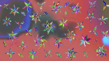 Raster illüstrasyonundaki çiçek desenli çizim. Suluboya tarzında pembe renkte çiçekler.