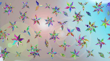 Raster illüstrasyonu. Suluboya, elle çizilmiş. Tarafsız renklerde yaprakları olan yabani çiçekler. Taslak arkaplan deseni.