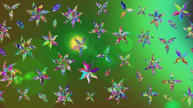 Yeşil renkli çiçekler. Kumaş desenli papatya çiçekleri ayrıntıları.