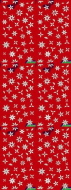 Raster illüstrasyonundaki çiçek desenli çizim. Kırmızı renkte çiçekler.