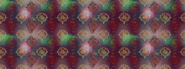 Raster illüstrasyonunda kusursuz çiçek deseni. Çiçekler kahverengi, mor ve gri renklerde.