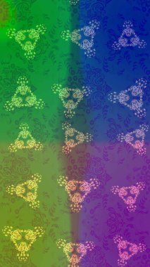 Noel yeşili, mavi ve mor. Raster illüstrasyonu. Yıldızlı ve düşen kar taneleriyle büyülü altın tatil soyut arka plan.