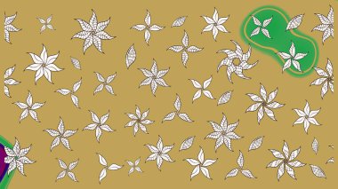 Çiçek buketleriyle klasik bir eskiz şekli. Sarı renklerde. Raster illüstrasyonu.