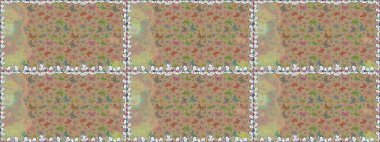 Raster illüstrasyonu. Renkli kelebeklerin kusursuz arka planı. Ambalajlar, duvar kağıtları, kumaş tasarımı ve kağıt için güzel bir arka plan. Bej ve nötr üzerinde sevimli kelebekler.