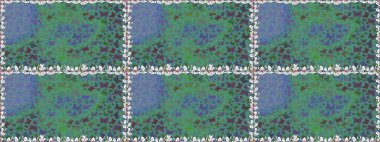 Egzotik Kelebeklerle tropik ve pürüzsüz bir düzen. Moda Kumaşı Tasarımı. Raster. Yeşil ve mavi renkli illüstrasyon.