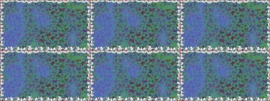 Kelebekler, mavi ve yeşil renklerde kusursuz desenlere sahipler. Web sayfası geçmişleri, duvar kağıtları, tekstil ve yüzey dokuları için mükemmel. Şirin Raster illüstrasyonu.