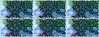 Mavi ve yeşil renkli çiçekler. Düz Çiçek Elementleri Tasarımı. Güzel çiçek deseni. Renkli Bahar Teması Kusursuz Arkaplan.