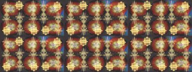 Soyut mandala veya kaprisli kar tanesi içini kaplamak sanat çizmek. Renkli arka plan üzerinde izole sevimli kar taneleri. Raster illüstrasyon.