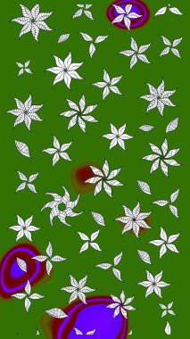 Raster düz çiçek çizim deseni. Yeşil renkli çiçekler. Tasarım hediye paketi, tebrik kartları, posterler ve afiş tasarımı.