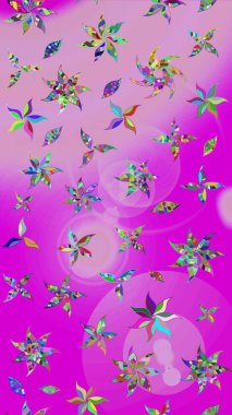 Mor renkte çiçekler. Raster illüstrasyonunda çiçek deseni çizimi.