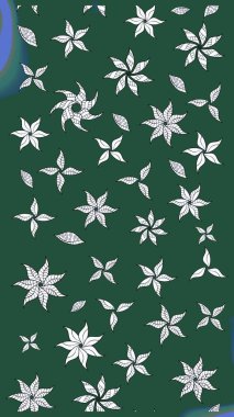 Yeşil renkte güzel çiçekler, suluboya desenli, duvar kağıdı, kart ya da kumaş için fayanslı eskizler. Raster..