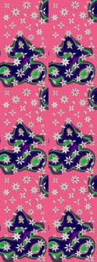 Raster illüstrasyonu. Raster deseni. Patlayan çiçekler soyut olarak yerleştirilmiş. Nazikçe, bahar çiçekleri pembe renklerde.