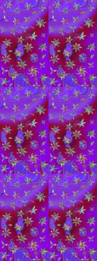 Modern, menekşe rengi raster arka plan duvar kâğıdı illüstrasyonu, klasik çizgili, desenli desenli çiçekler, çiçekli süsler. Çiçekli el çizimi çizimi deseni.