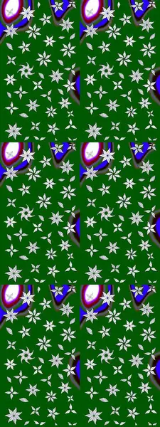 Raster. Yeşil renkte güzel çiçekler, suluboya desenli eskiz deseni, duvar kağıdı, kart veya kumaş için fayanslı..