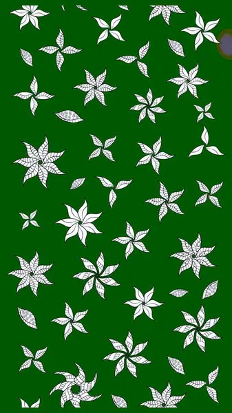 Raster Çiçek İllüstrasyonu güzel tekstil. Yeşil renkli etnik çiçeklerle zarif eskiz deseni.