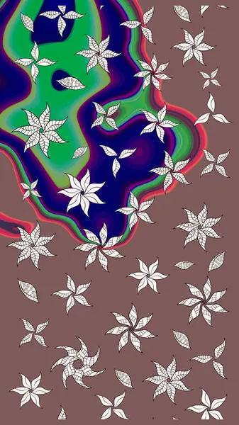 Raster suluboya çiçek deseni, narin çiçekler, kahverengi çiçekler, tebrik kartı şablonu. Raster Güzel kumaş deseni.