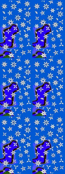 Raster çiçek desenleri çiziyor. Vadinin mavi renkli çiçekleri.