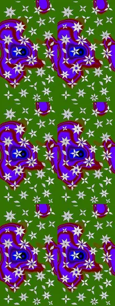 Raster illüstrasyonu. Çiçek deseni. Yeşil renkte çiçek çizimi. Şatafatlı bahar bahçesi dokusu. Yeşil renkte çiçekler.