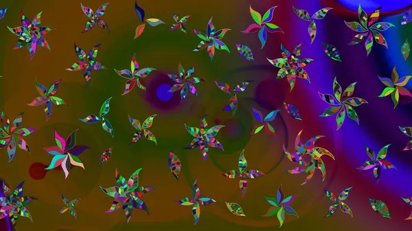 Suluboya çiçekli çiçek deseni. Raster illüstrasyonu. Kahverengi renkli güzel tekstil.