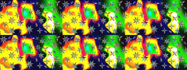 Sarı el çizimi desen. Sanat, çiçekleri canlandırır ve arka planda bırakır. Raster deseni. Karalama çiçekleri çizim deseni.