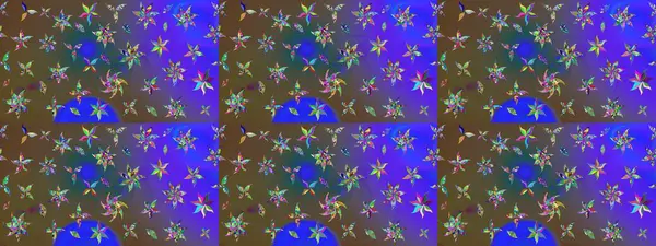 Raster illüstrasyonu. Mor renkli şirin çiçekler. Küçük çiçekli basit bir çiçek çizimi. Moda baskısı, albüm, ambalaj kağıdı, duvar kağıdı için zarif dekoratif süslemeler..