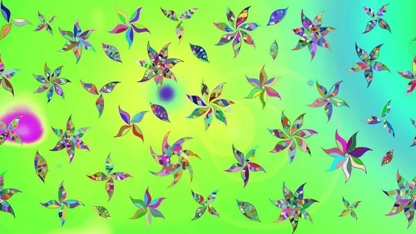 Yeşil renkler üzerine çiçek desenli çizimler, el yapımı papatyalar, papatyalar. Tekrarlayan çiçek arkaplanı, zarif yeşil çiçek duvar kağıdı.