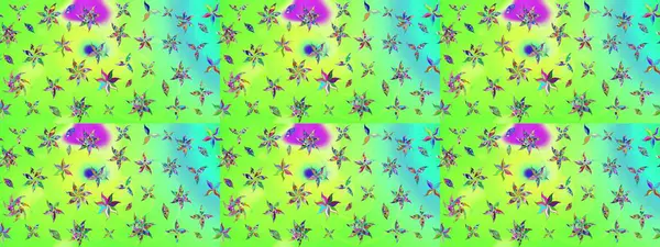 Soyut etnik raster çizim kalıbı. Vadinin yeşil renkli çiçekleri. Çiçekler..