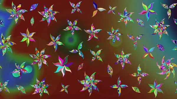 Raster illüstrasyonundaki çiçek desenli çizim. Kahverengi renkte çiçekler.