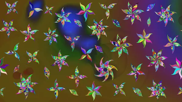 Davetiye ve kartpostal tasarımı için dekoratif çiçek unsurları. Yapraklı çizim şekli. Tekstil için figür. Poster ya da kapak için arka plan. Sevimli zarif çiçekler Raster illüstrasyonu.