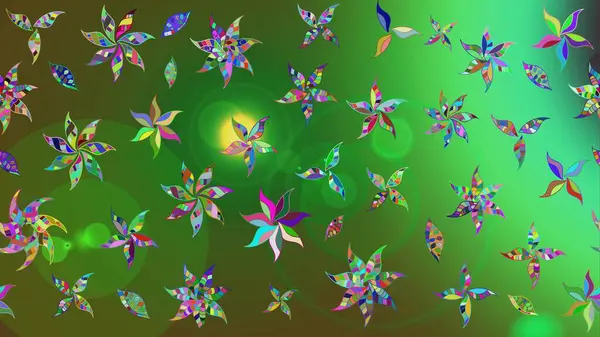 Yeşil renkli çiçekler. Kumaş desenli papatya çiçekleri ayrıntıları.