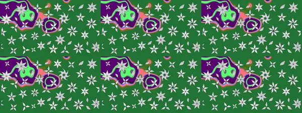 Eskiz klasiği. Raster Şirin kumaş deseni. Renkli Bahar Teması eskiz kalıbı. Düz Çiçek Elementleri Tasarımı.