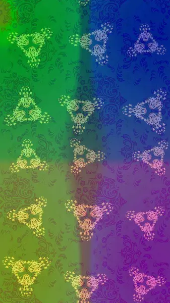 Noel yeşili, mavi ve mor. Raster illüstrasyonu. Yıldızlı ve düşen kar taneleriyle büyülü altın tatil soyut arka plan.