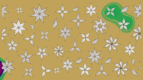 Çiçek buketleriyle klasik bir eskiz şekli. Sarı renklerde. Raster illüstrasyonu.