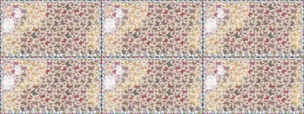 Fantezi güzel illüstrasyon. Kitap sayfaları için çiçek ormanlarında uçan güzel kelebekler. Raster illüstrasyonu. Kusursuz renksiz desen. Resimler gri ve nötr renklerde.