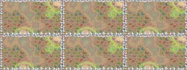 Bir sürü kelebek desenli kusursuz desen. Bej ve nötr renklerde resimler. Raster. Erkekler, kızlar, kıyafetler, duvar kağıtları için soyut bir model. Fantezi illüstrasyon.