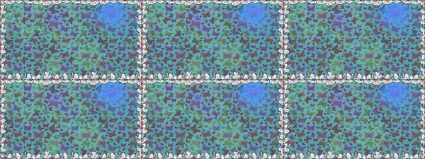 Mavi ve kahverengi renkli resim. Raster. Karala, karala, karala. Mavi ve kahverengi arka planda renksiz bir kelebek deseni.