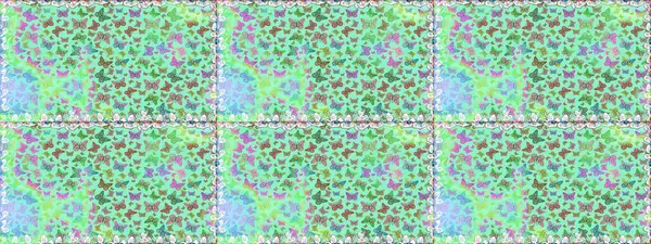 Giysi tasarımı için dekor arka planı. Mavi ve nötr kelebek deseni. Raster illüstrasyonu. Parmak izi dokuları için sevimli kelebek deseni.