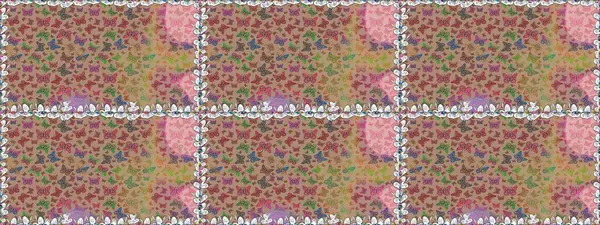 Renkli romantik kelebekler kusursuz desenli arka plan. Bej ve nötr renklerde soyut bir arkaplan. Dekoratif Raster çizimi. Elle çizilmiş kelebeklerle.