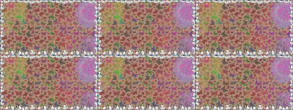 Kelebek gölgeleri ve siluetler. Raster illüstrasyonu. Kumaş, kağıt ve ambalaj için uygun. Bahar ve yaz tropikal kelebek bej ve nötr renklerde kusursuz desen.