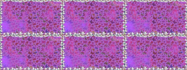 Güzel Kelebek Siluetleriyle Moda Dekorasyonu. Renkli Kelebeklerle Bahar Arkaplanı. Kart, Davetiye ve Yazdırma için Şirin Kadınsı Desen. Menekşe ve mor renkler üzerine Raster Arkaplanı.