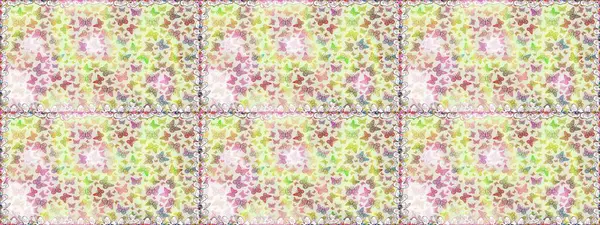 Kumaş, kağıt, ambalaj kâğıdı ve duvar kağıdı tasarımı için güzel bir arka plan. Raster illüstrasyonu. Renkli kelebeklerin kusursuz arka planı.